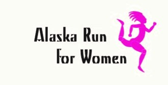 Alaska Run for Women pink woman running silhouette logo 